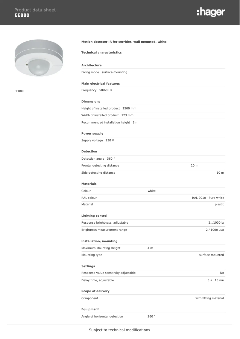 Image de la première page du manuel de l'appareil EE880