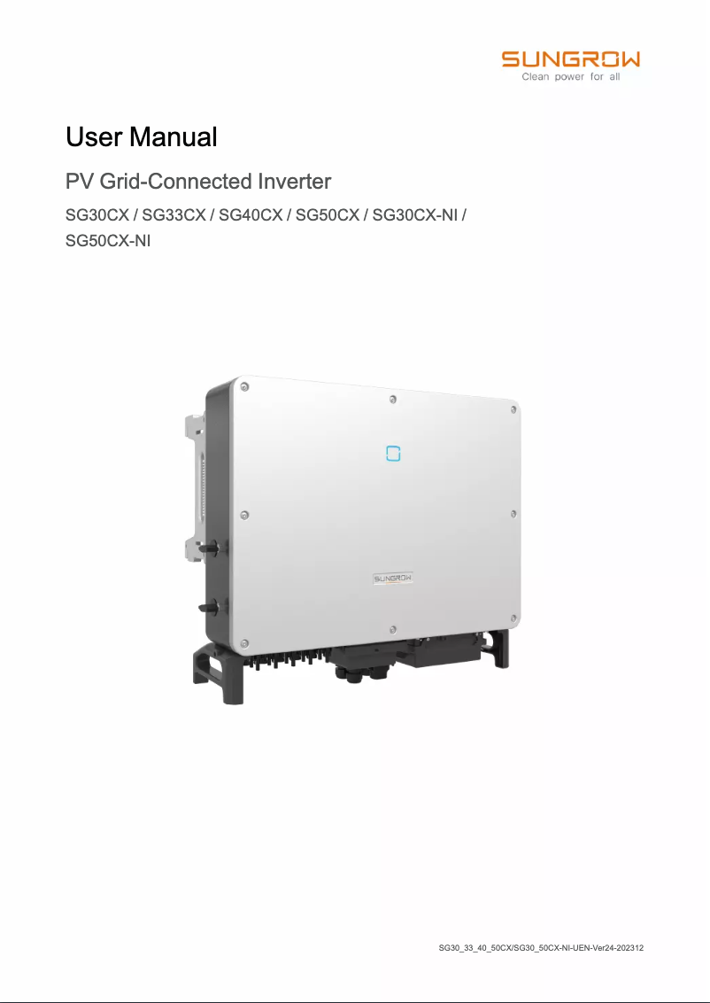 Page n°1 - Manuel utilisateur Sungrow SG30CX