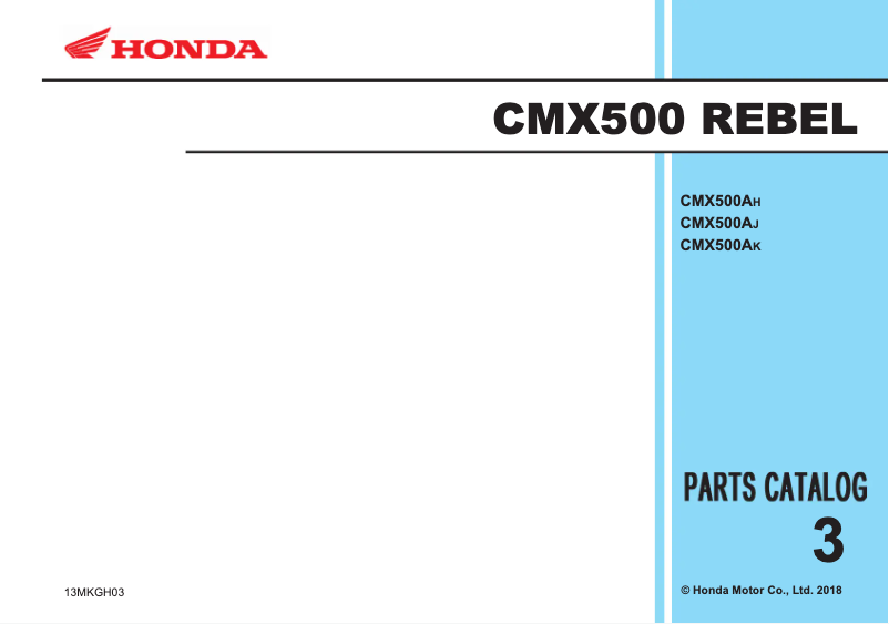 Page 1 de la notice Catalogue Honda Rebel CMX500 (2018)