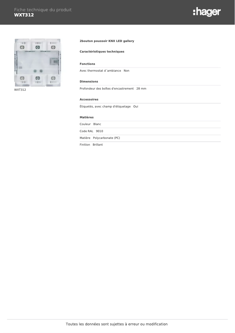 Image de la première page du manuel de l'appareil WXT312