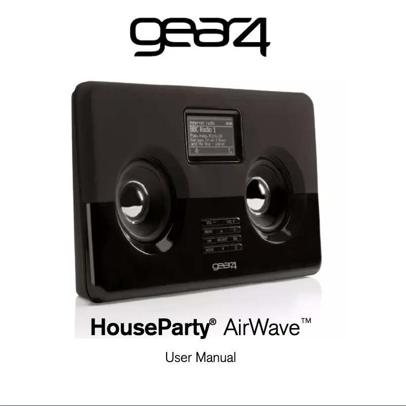 Page 1 of the manual User Manual Gear4 HouseParty AirWave