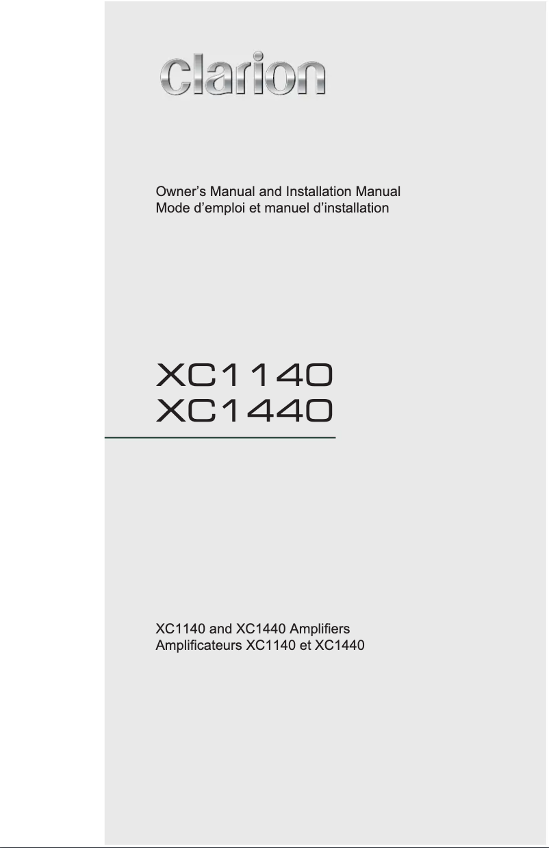 Page n°1 - Manuel utilisateur Clarion XC1140