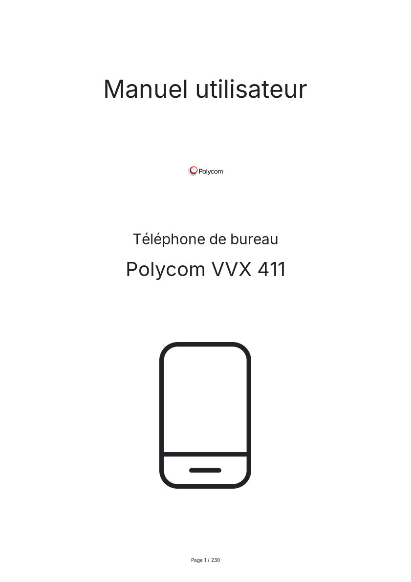 Page n°1 - Manuel utilisateur Polycom VVX 411