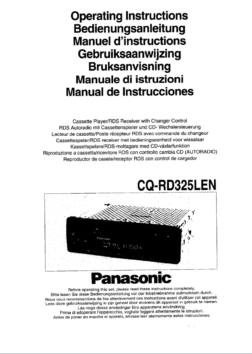 Page 1 de la notice Manuel utilisateur Panasonic CQ-RD325LEN