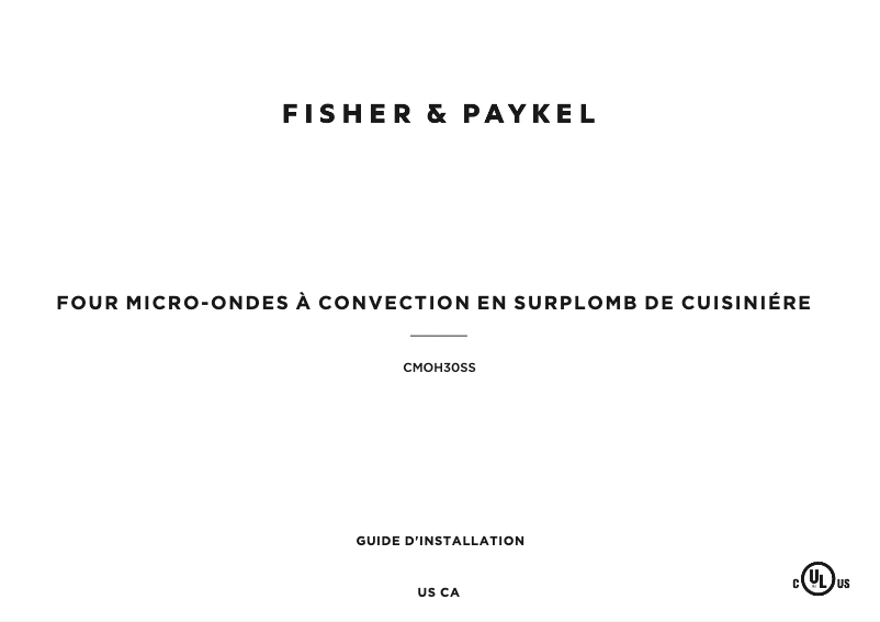 Page 1 de la notice Guide d'installation Fisher & Paykel CMOH-30SS-2Y