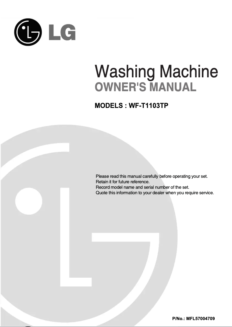 Image de la première page du manuel de l'appareil WF-T1103TP