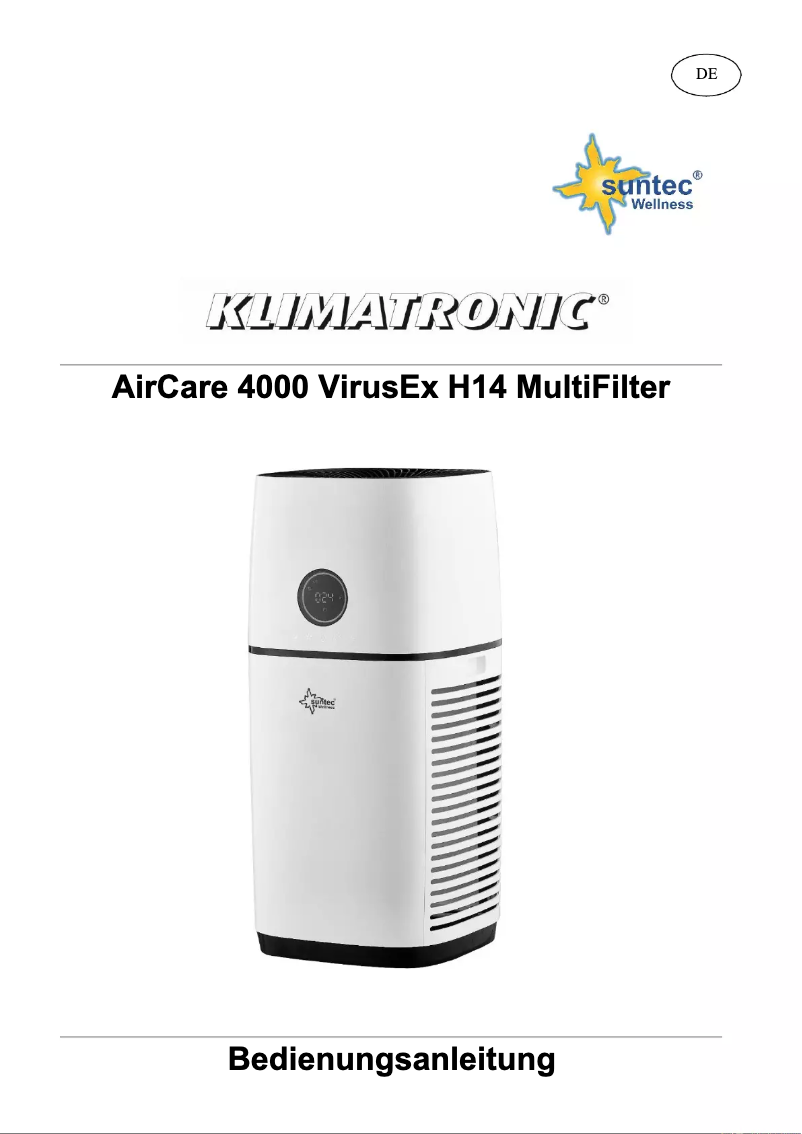 Page 1 de la notice Manuel utilisateur Suntec AirCare 4000 VirusEx H14 MultiFilter