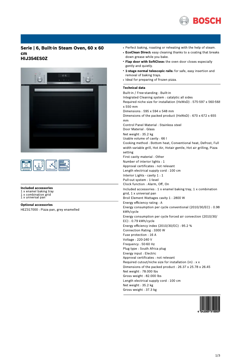 Image de la première page du manuel de l'appareil HIJ354ES0Z