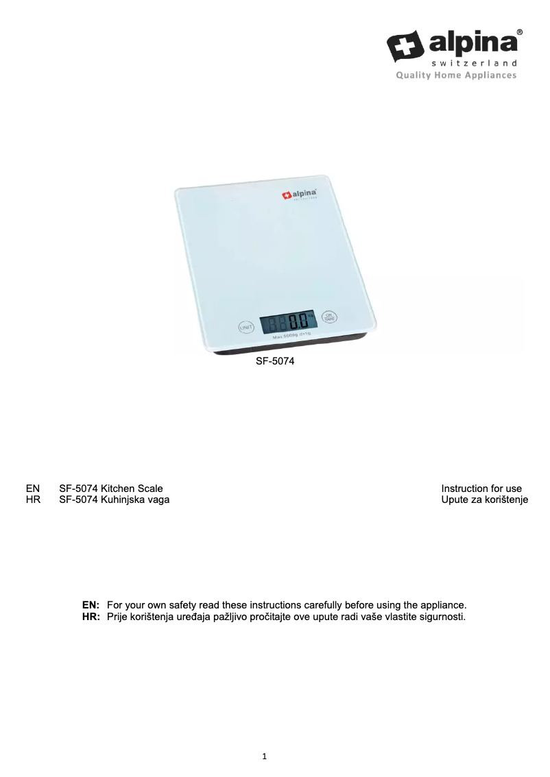 Page 1 de la notice Manuel utilisateur Alpina SF-5074