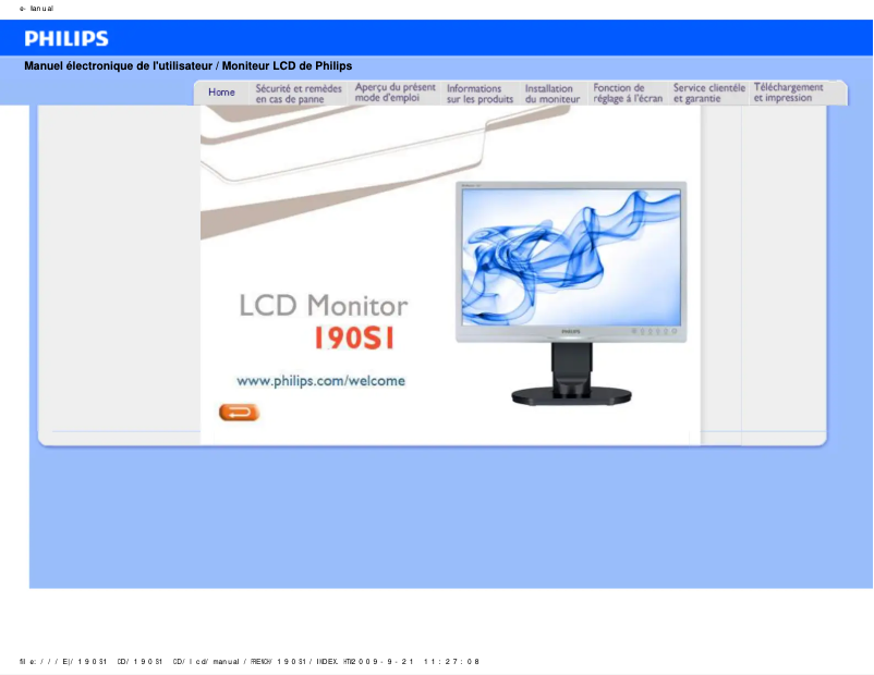 Page n°1 - Manuel utilisateur Philips Brilliance 190S1SB