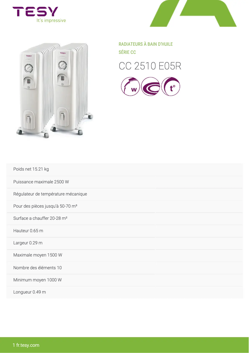 Page n°1 - Manuel utilisateur Tesy CC 2510 E05R