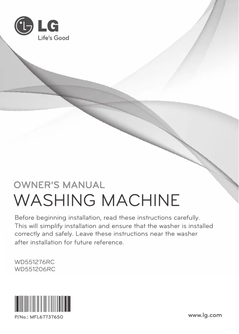 Page 1 de la notice Manuel utilisateur LG WD551206RC