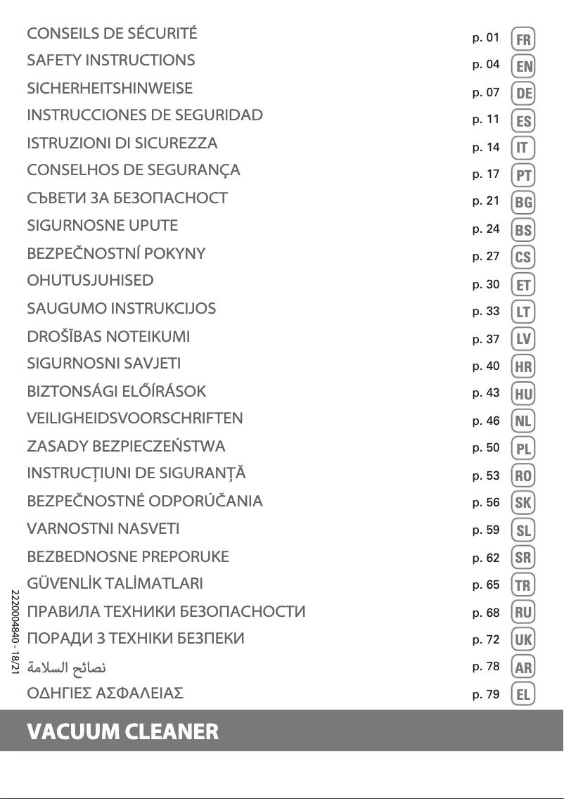 Page n°1 - Instructions de sécurité Rowenta Silence Force Allergy+ RO7740