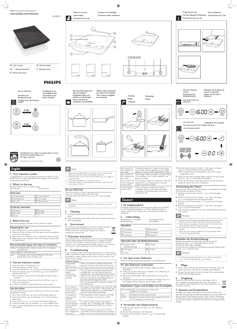 Page n°1 - Manuel utilisateur Philips Avance Collection HD4933