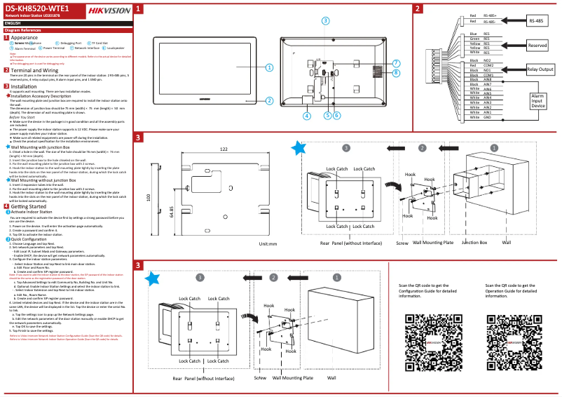 Page 1 de la notice Guide de démarrage rapide Hikvision DS-KH8520-WTE1