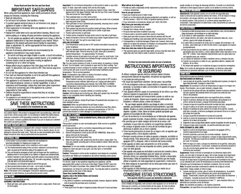 Página 1 del manual Manual de usuario George Foreman GGR240L