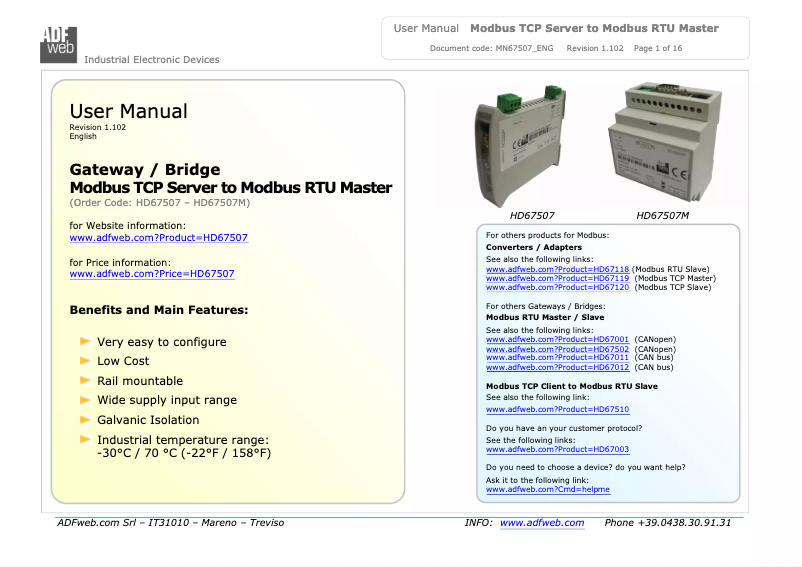 Page n°1 - Manuel utilisateur Wachendorff HD67507