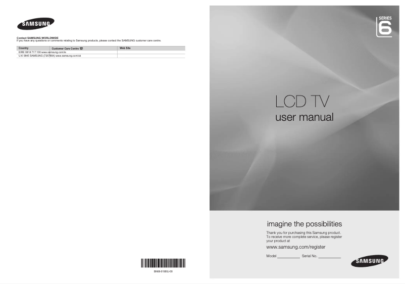 Page 1 de la notice Manuel utilisateur Samsung LE32B650