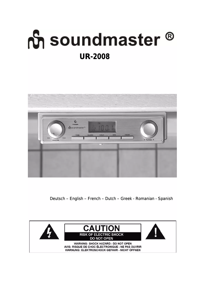 Page 1 de la notice Manuel utilisateur Soundmaster UR-2008