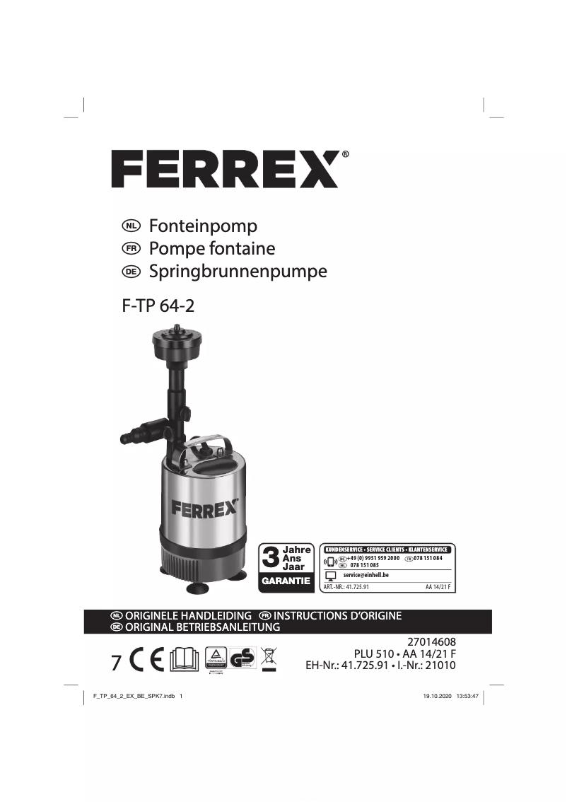 Página 1 del manual Manual de usuario Ferrex F-TP 64-2