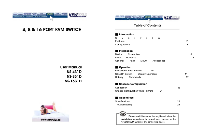 Página 1 del manual Manual de usuario Newstar NS831D