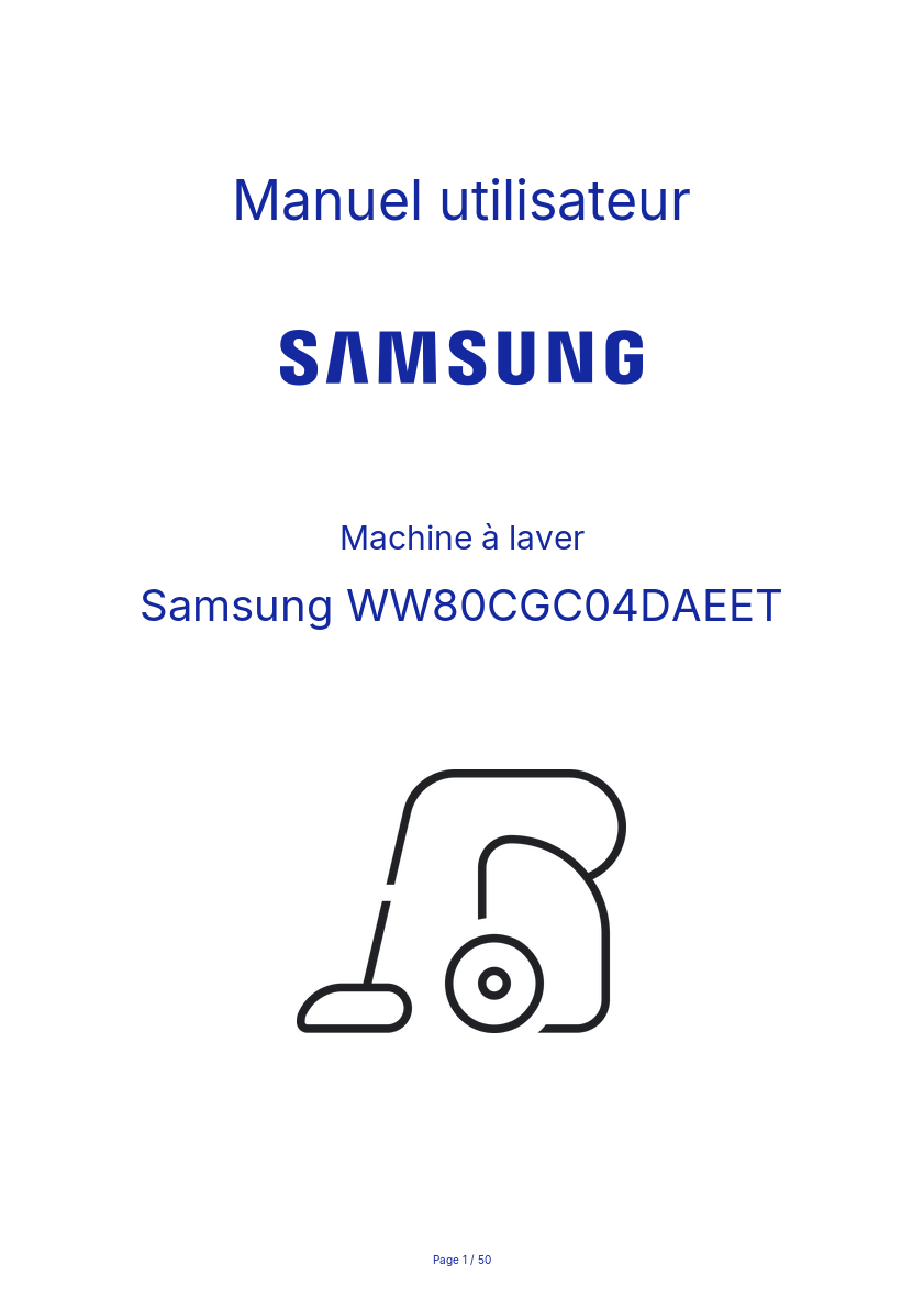 Page n°1 - Manuel utilisateur Samsung WW80CGC04DAEET