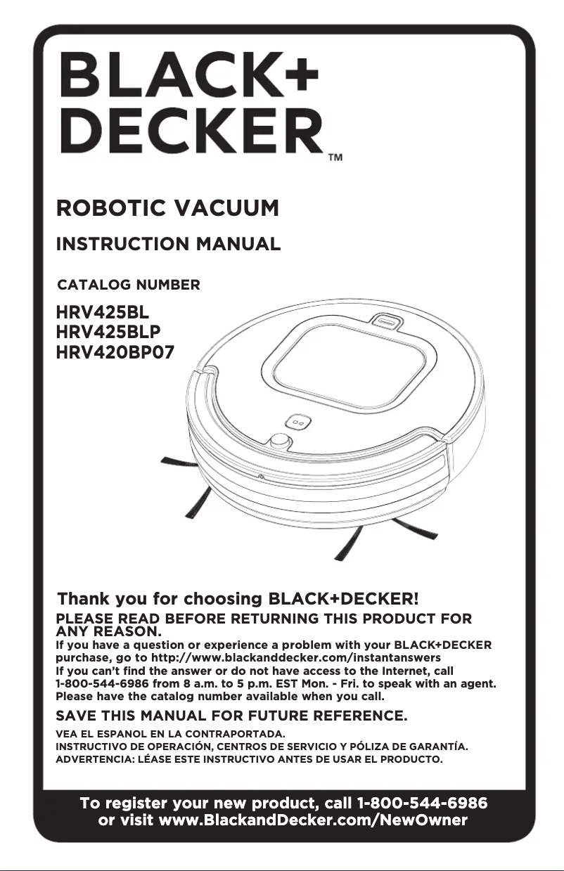 Page n°1 - Manuel utilisateur Black & Decker HRV425BLP