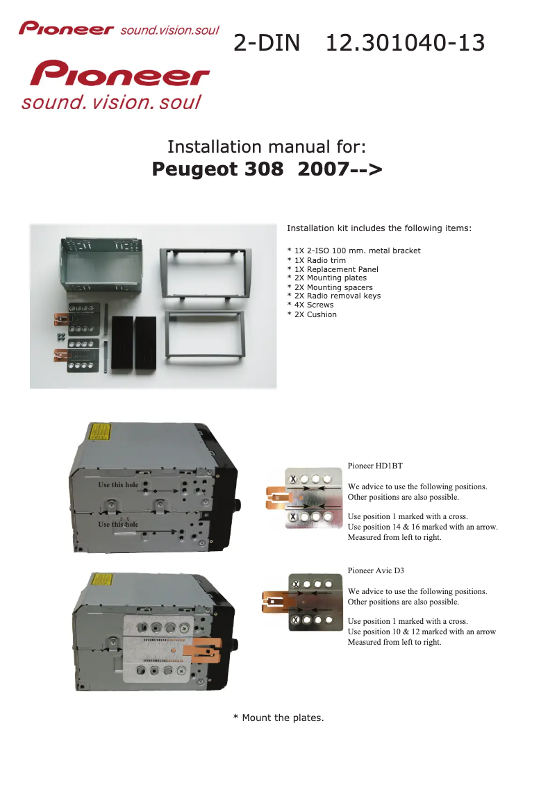 Página 1 del manual Manual de usuario Pioneer 12.301040-13