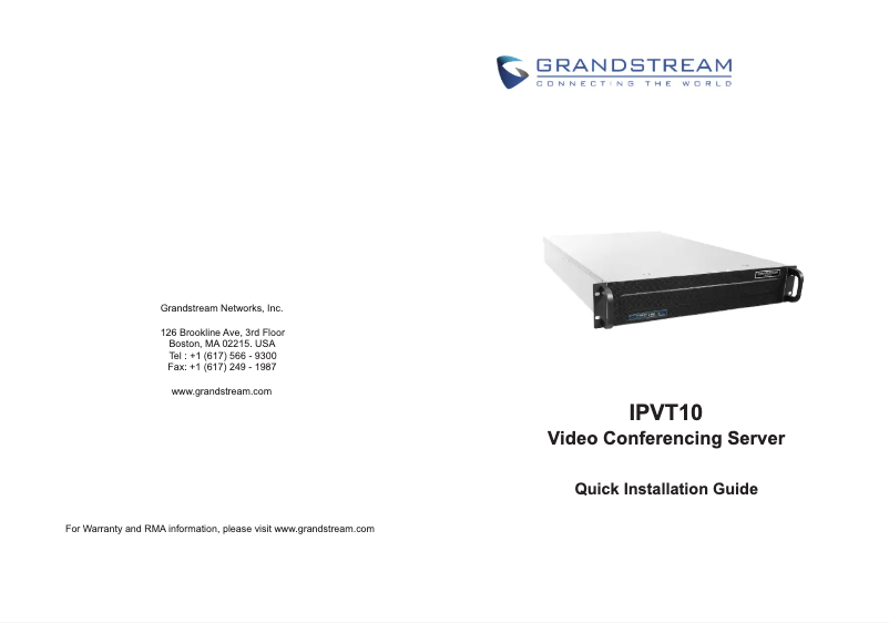 Page n°1 - Guide de démarrage rapide Grandstream IPVT10