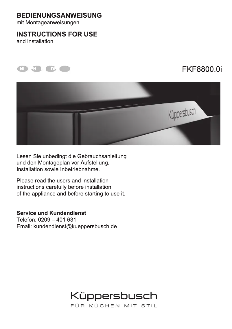 Page 1 de la notice Manuel utilisateur Küppersbusch FKF8800.0i
