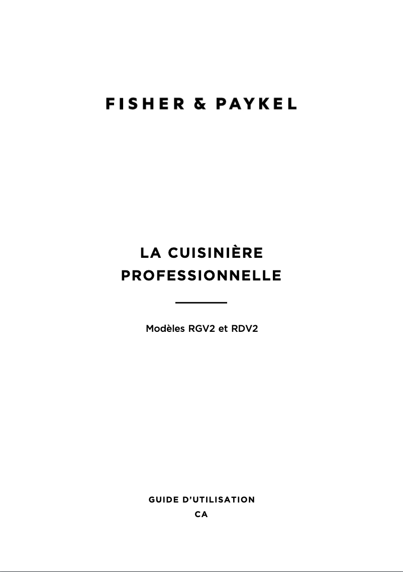 Página 1 del manual Manual de usuario Fisher & Paykel RGV2-486GL-L