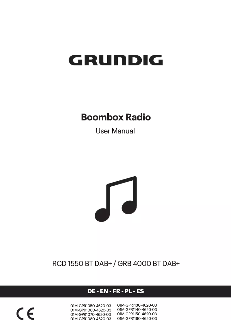 Page 1 de la notice Manuel utilisateur Grundig GRB 4000 BT DAB+