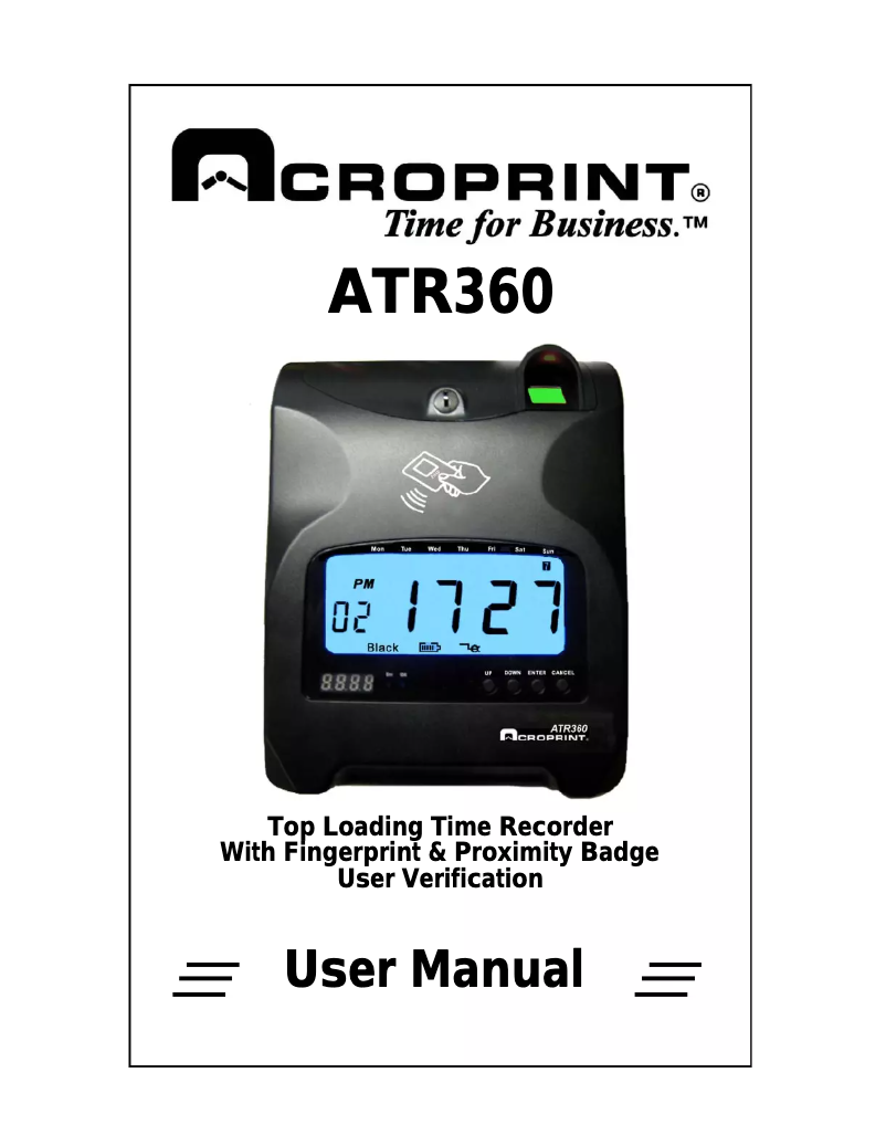 Image de la première page du manuel de l'appareil ATR360