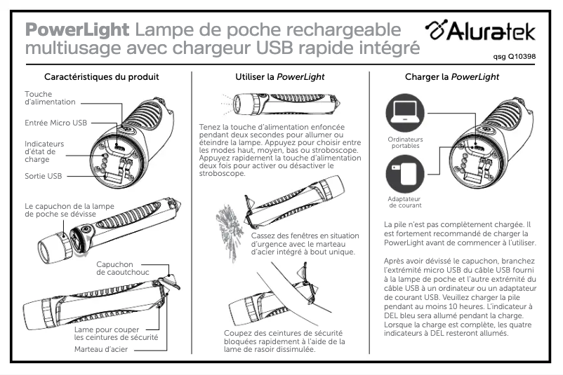 Page 1 de la notice Manuel utilisateur Aluratek ACEK205F