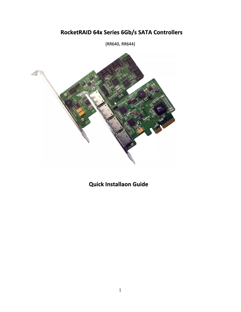 Page 1 de la notice Manuel utilisateur Highpoint RocketRAID 644