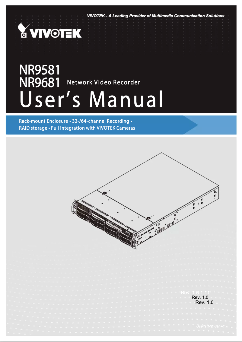 Page n°1 - Manuel utilisateur Vivotek NR9581