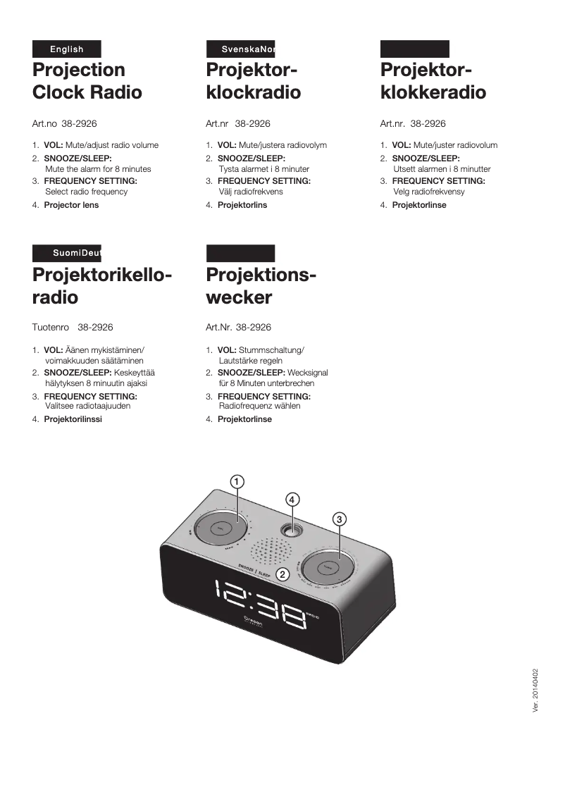 Page n°1 - Manuel utilisateur Oregon Scientific 38-2926