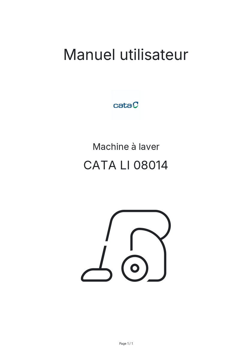 Page n°1 - Manuel utilisateur CATA LI 08014
