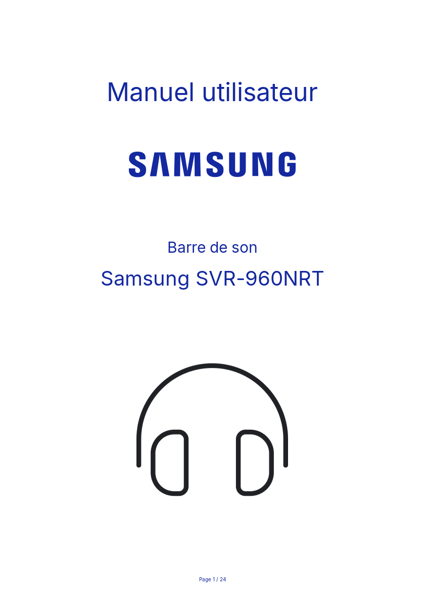Image de la première page du manuel de l'appareil SVR-960NRT