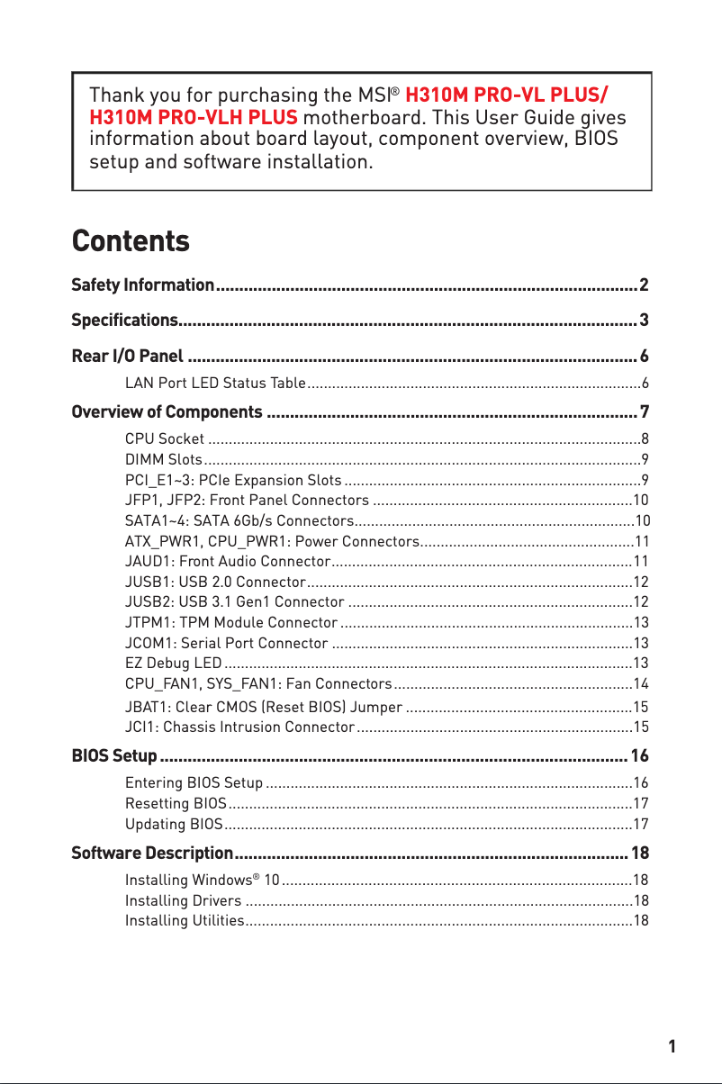 Image de la première page du manuel de l'appareil H310M Pro-VLH Plus