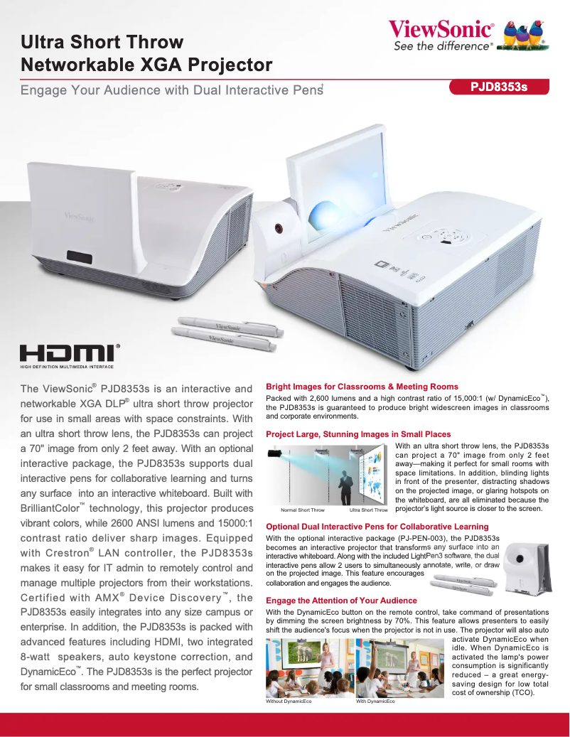 Page n°1 - Fiche technique Viewsonic PJD8353s