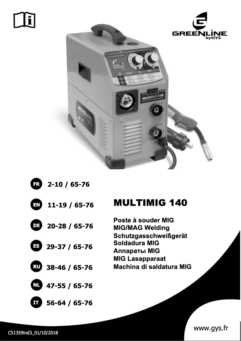 Imagen de la primera página del manual del dispositivo Multimig 140
