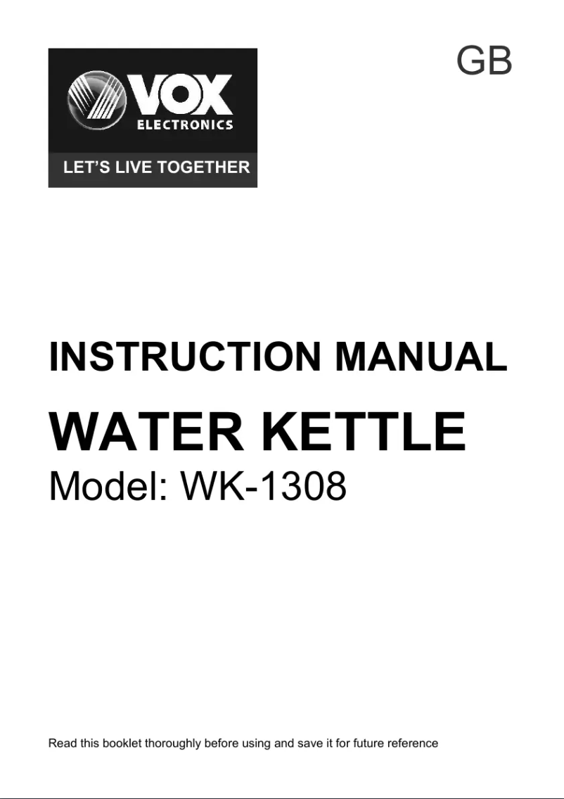 Image de la première page du manuel de l'appareil WK1308