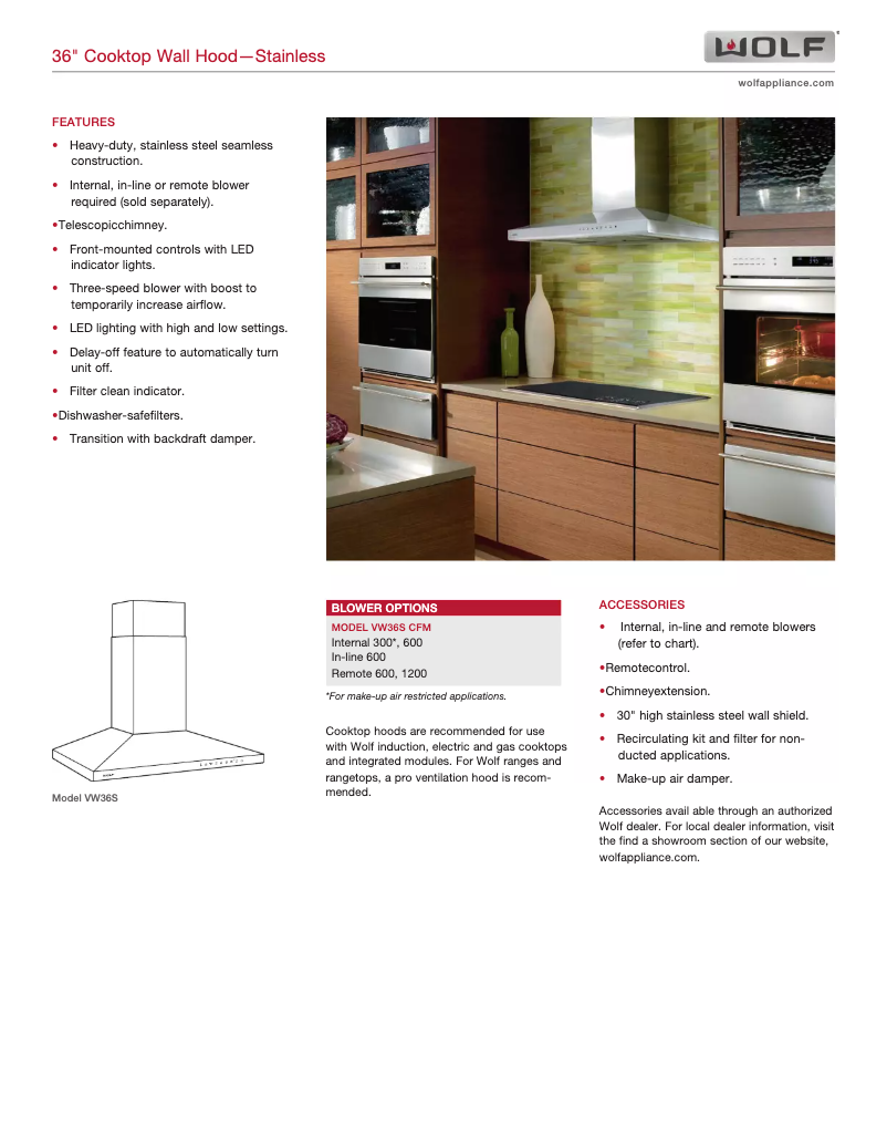 Page 1 de la notice Manuel utilisateur Wolf VW36S