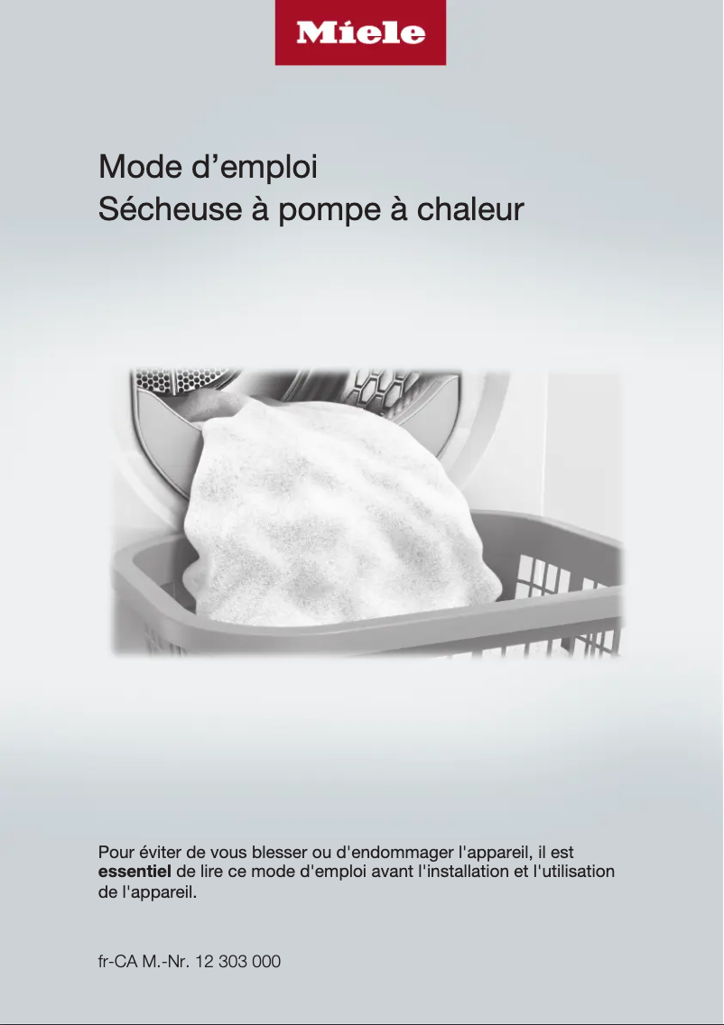 Page n°1 - Manuel utilisateur Miele TXD 160 WP T1