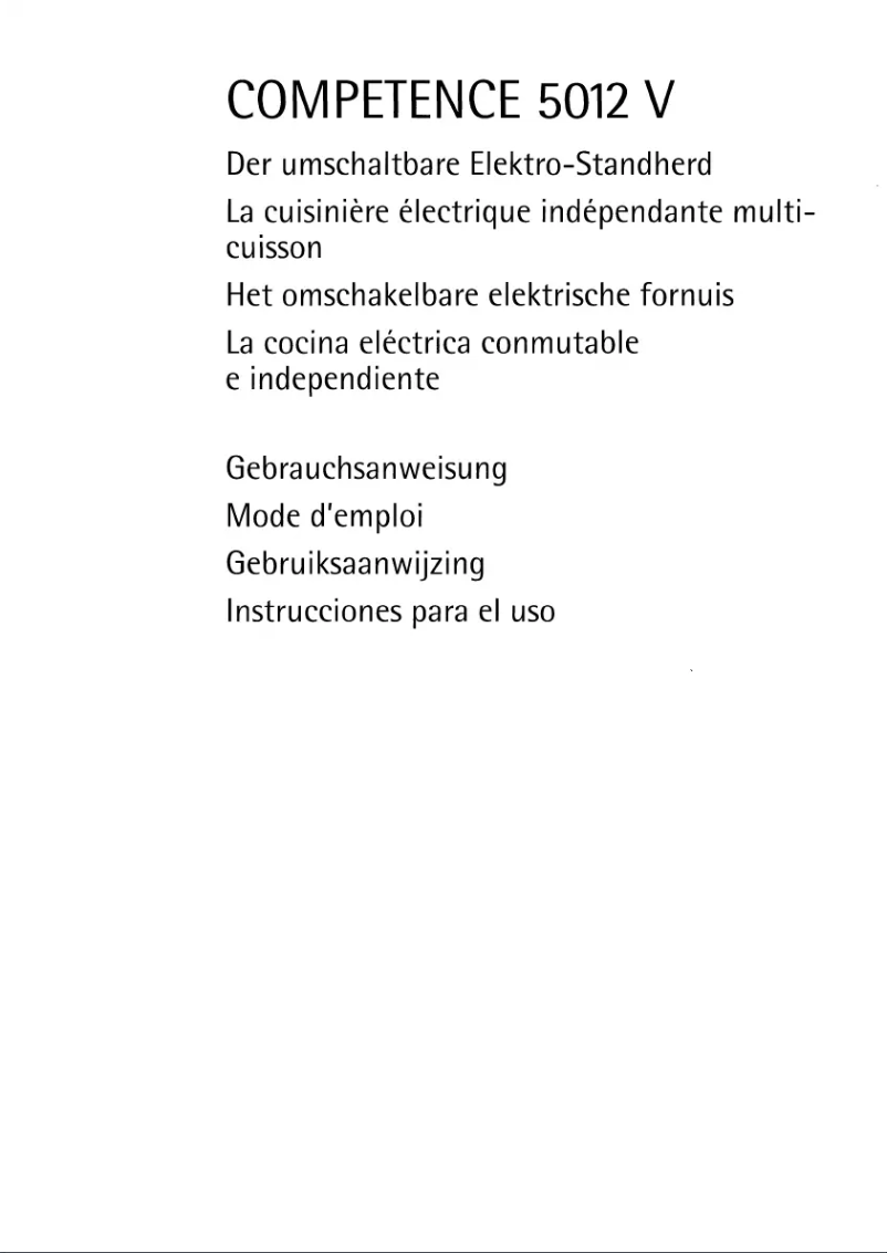 Page n°1 - Manuel utilisateur AEG Competence 5012 V