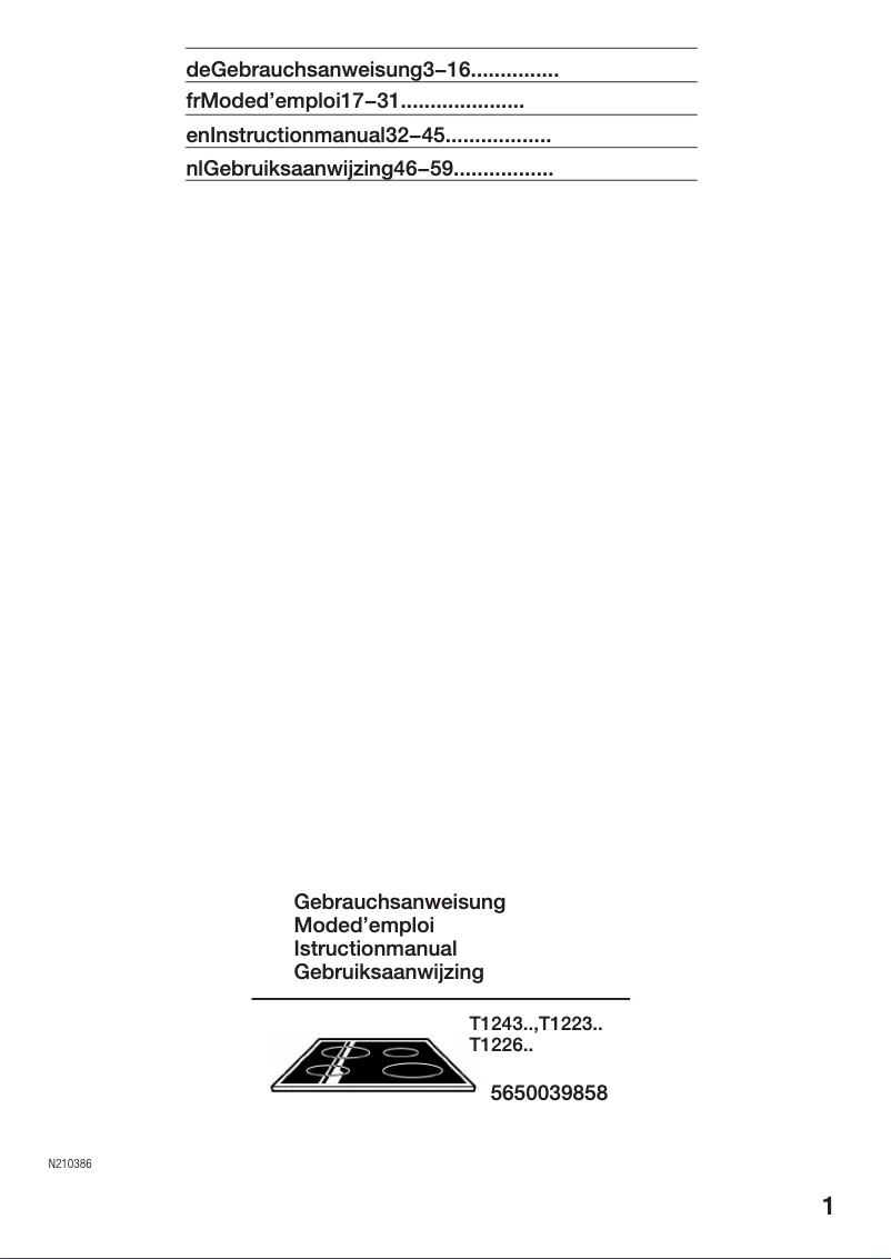 Page 1 de la notice Manuel utilisateur Neff T1243