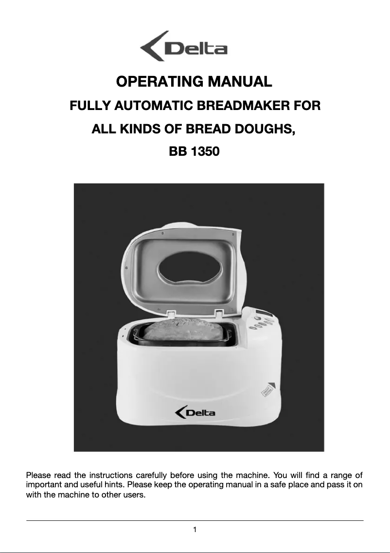 Page n°1 - Manuel utilisateur Delta BB 1350