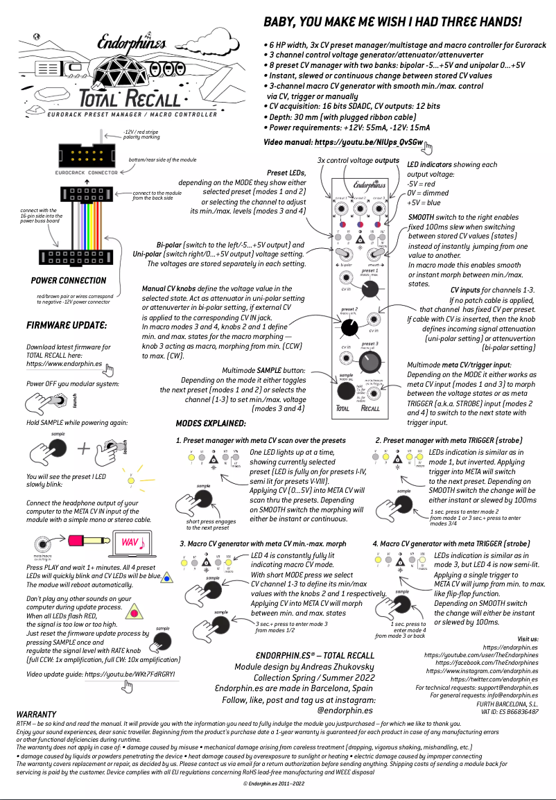 Image de la première page du manuel de l'appareil Total Recall