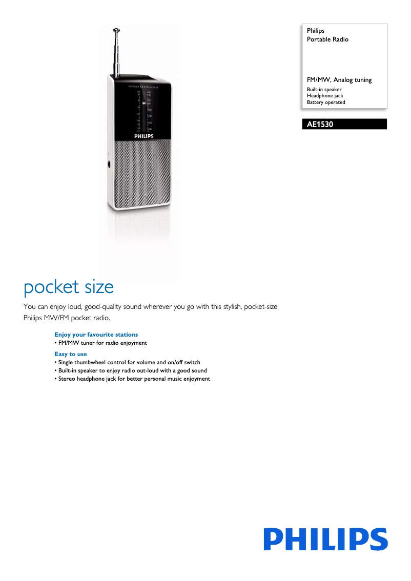 Page n°1 - Fiche technique Philips AE1530